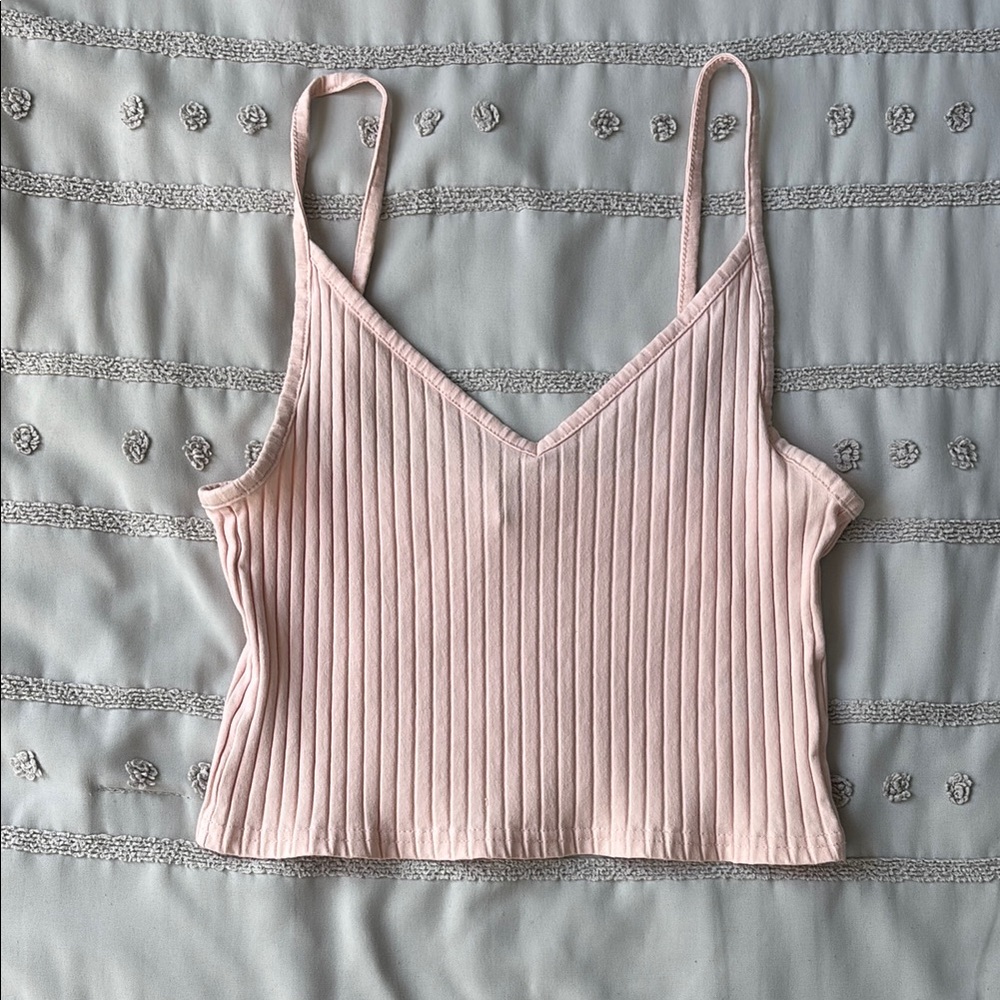 H&M Pink Ribbed Crop Camisole